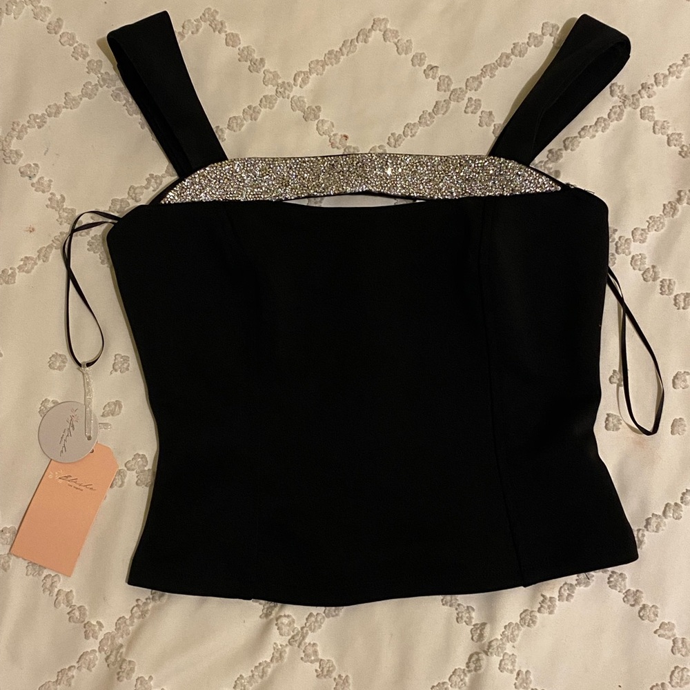 Black top with silver sparkles
